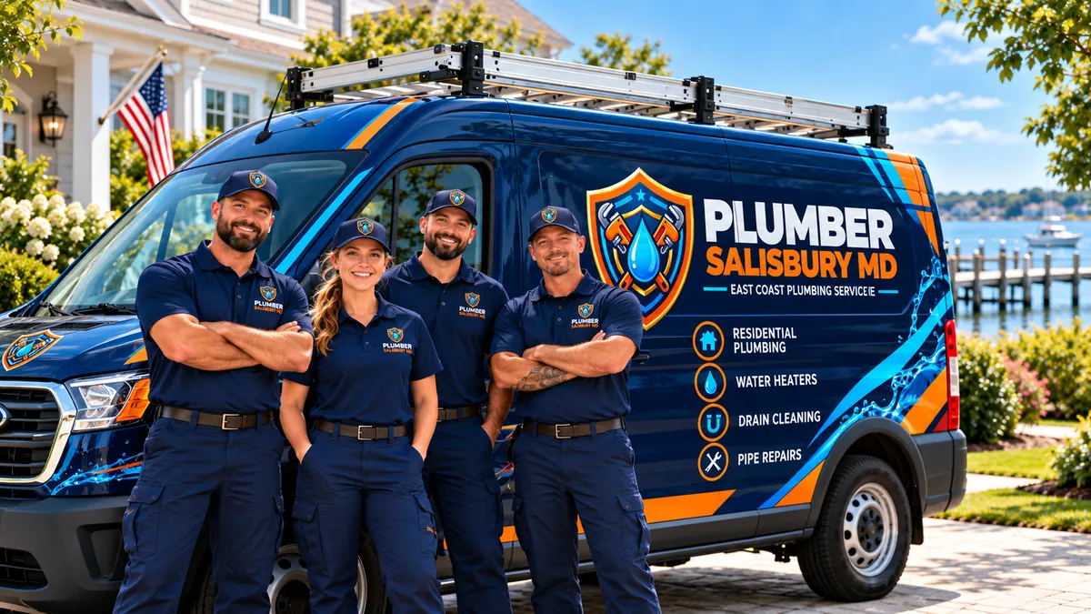 East Coast Plumbing Service team and branded residential plumbing van